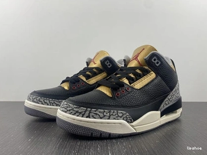 Cement Jordan SoftTouch Retro 3 3832 Black CK9246- Gold 1029